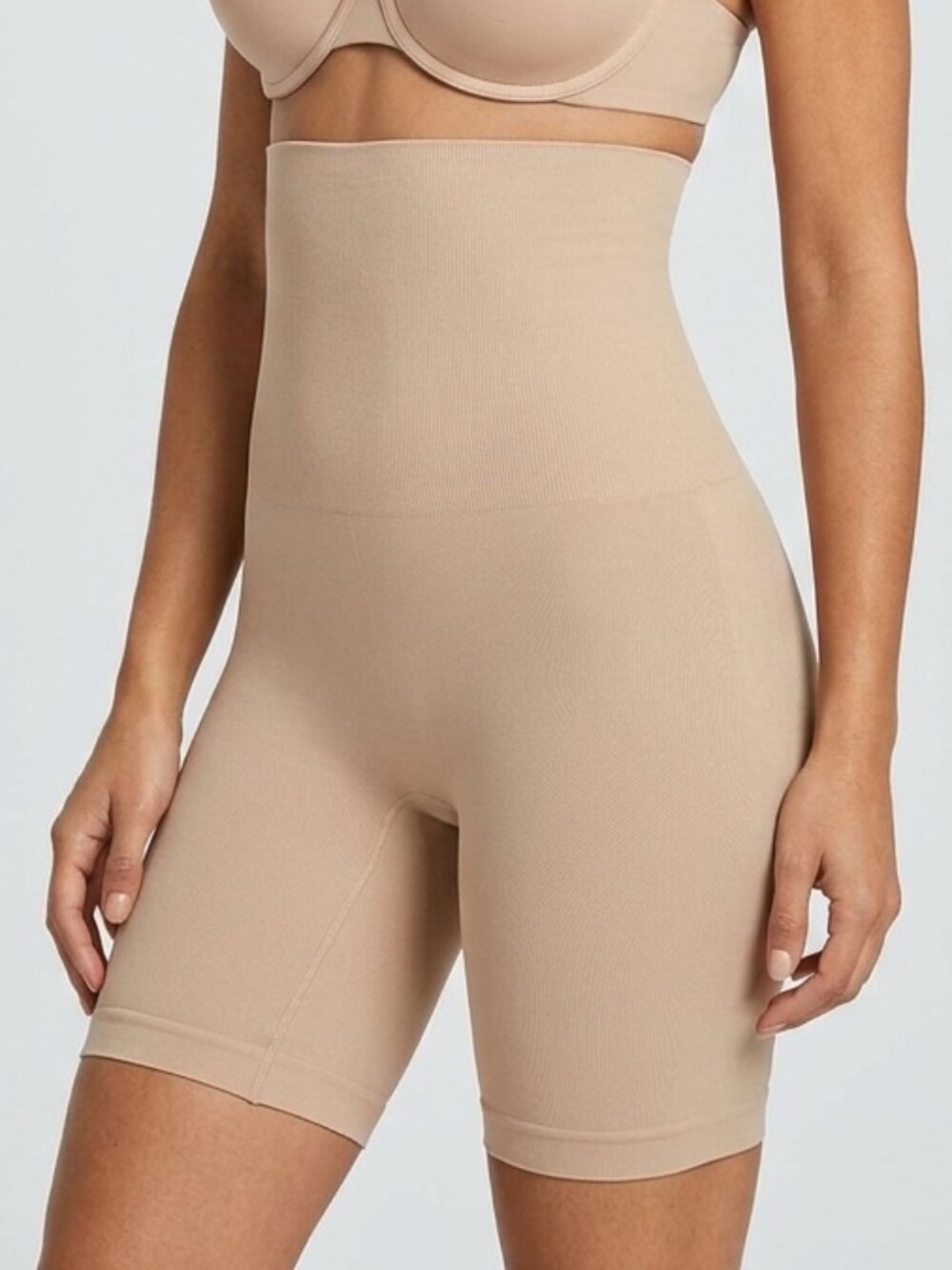 Assets Red Hot Label by Spanx High-Waist Mid-Thigh Shapewear Nude Sz L